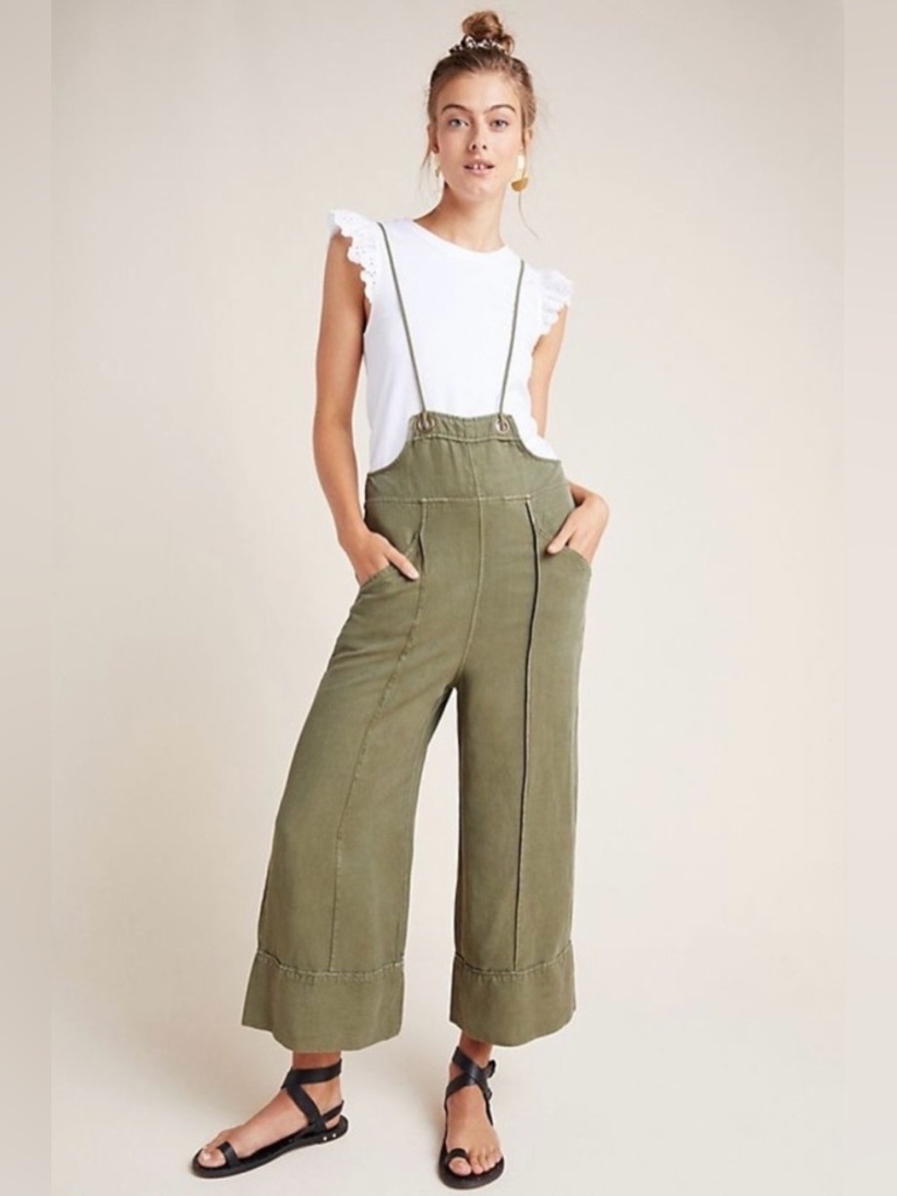 Anthropologie Asha Bib Utility Overalls | Olive Green | XS | NWOT